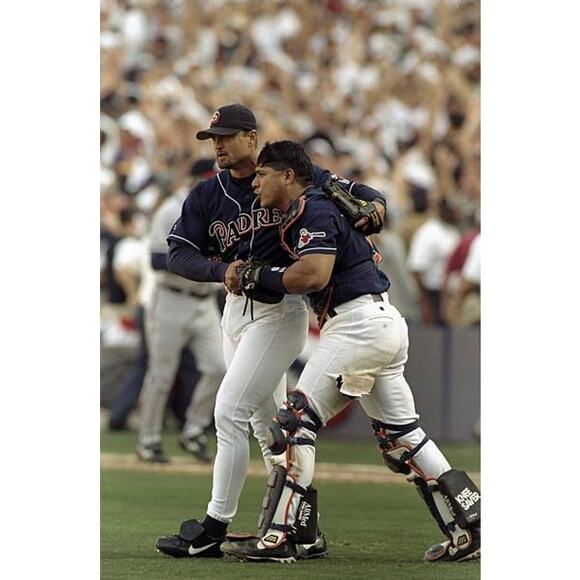 San Diego Padres 1997-1998 Russell DIAMOND jersey 44 M navy orange MLB vintage - Picture 15 of 15